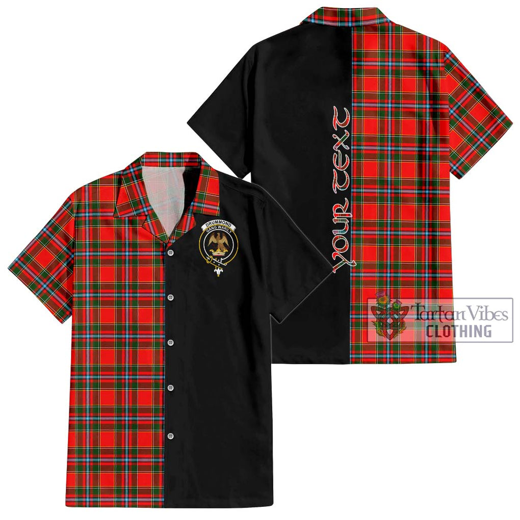 Drummond of Perth Tartan Short Sleeve Button Shirt with Family Crest and Half Of Me Style Kid - Tartanvibesclothing Shop