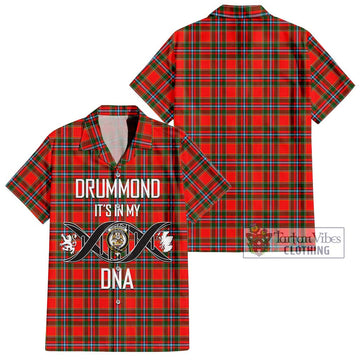 Drummond of Perth Tartan Short Sleeve Button Shirt with Family Crest DNA In Me Style