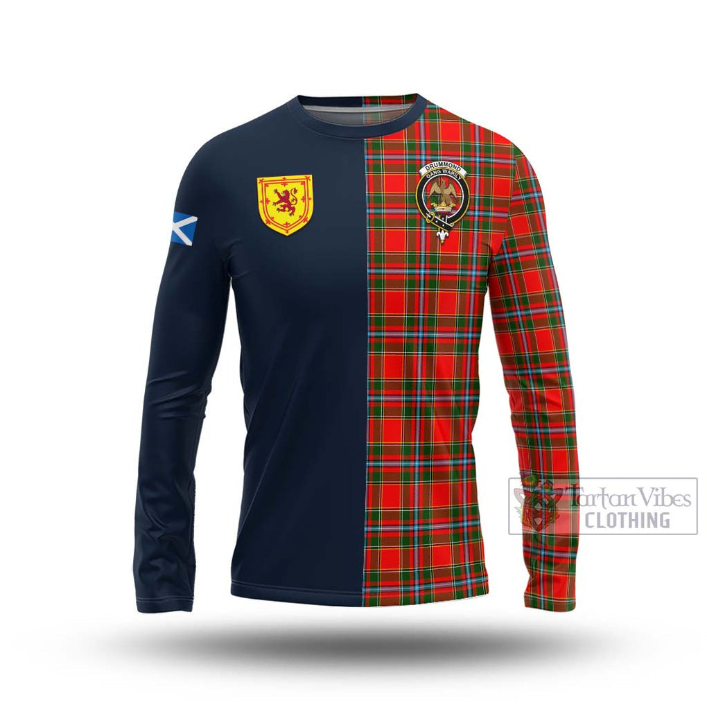 Tartan Vibes Clothing Drummond of Perth Tartan Long Sleeve T-Shirt with Scottish Lion Royal Arm Half Style