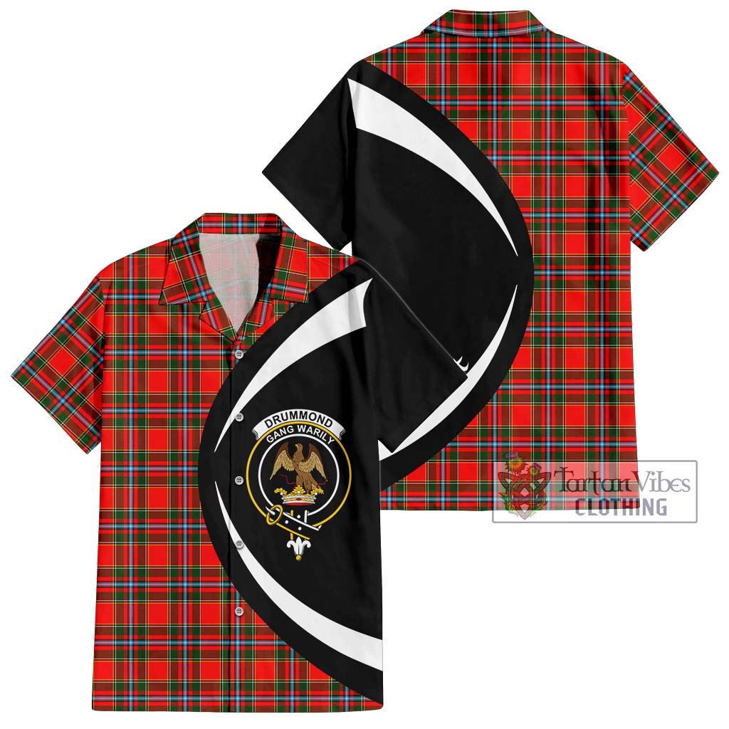 Drummond of Perth Tartan Short Sleeve Button Up with Family Crest Circle Style Kid - Tartan Vibes Clothing