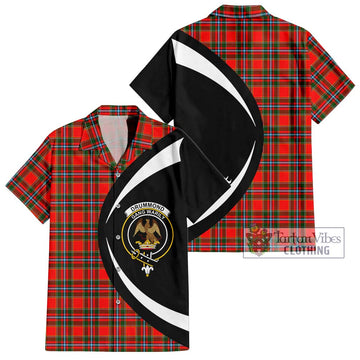 Drummond of Perth Tartan Short Sleeve Button Up with Family Crest Circle Style