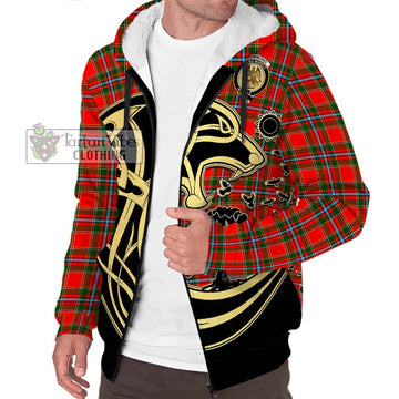 Drummond of Perth Tartan Sherpa Hoodie with Family Crest Celtic Wolf Style