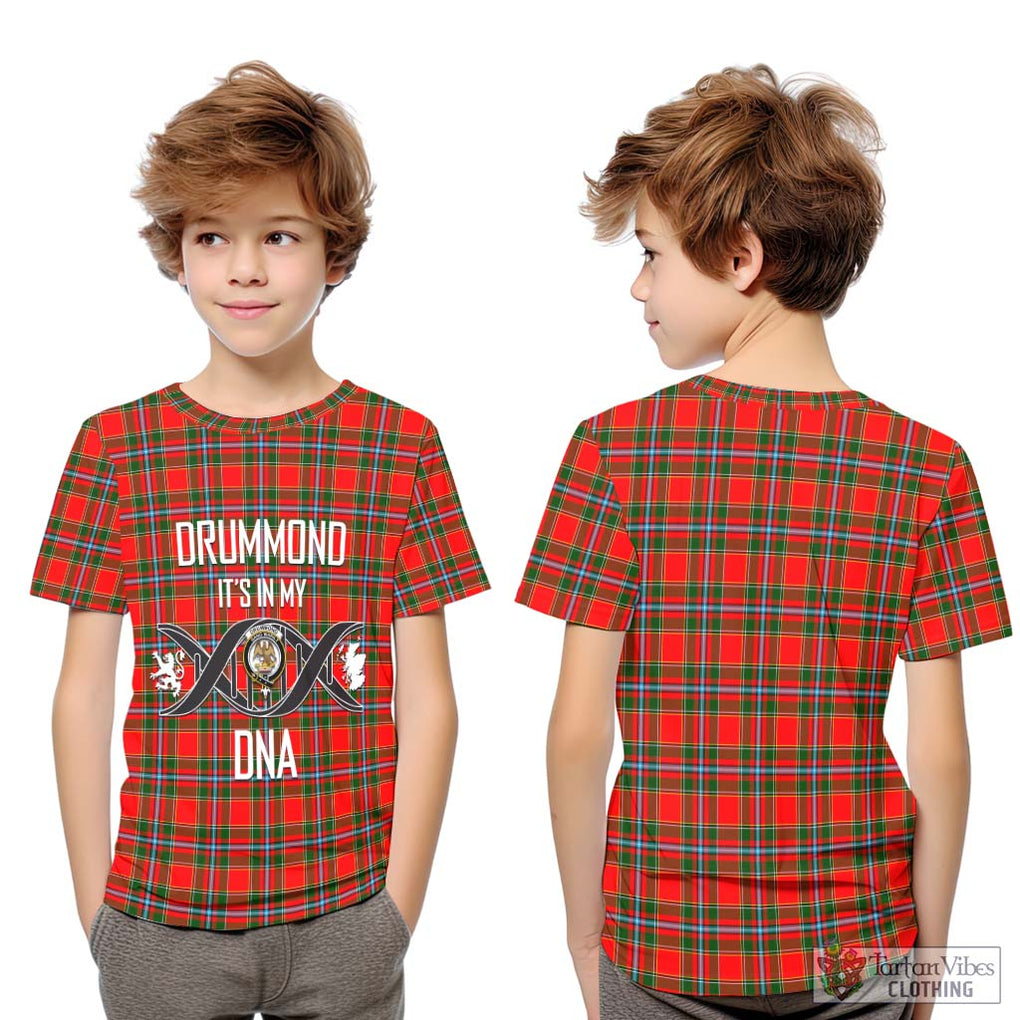 Drummond of Perth Tartan Kid T-Shirt with Family Crest DNA In Me Style Youth XL Size14 - Tartanvibesclothing Shop