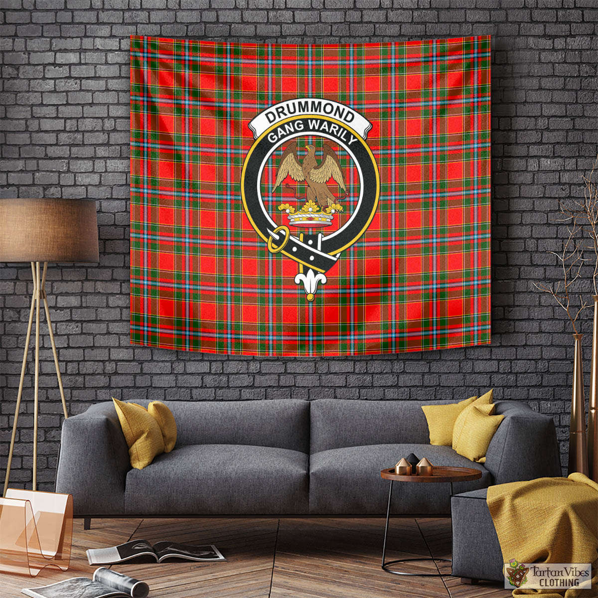 Tartan Vibes Clothing Drummond of Perth Tartan Tapestry Wall Hanging and Home Decor for Room with Family Crest