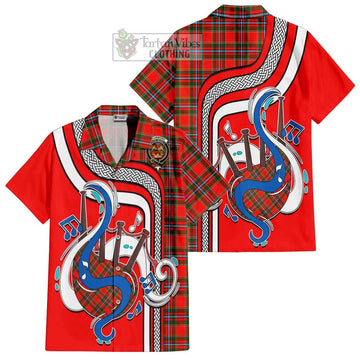 Drummond of Perth Tartan Short Sleeve Button Shirt with Epic Bagpipe Style