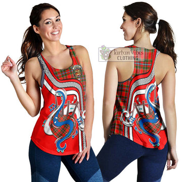 Drummond of Perth Tartan Women's Racerback Tanks with Epic Bagpipe Style