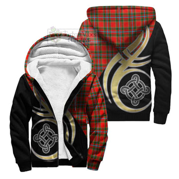 Drummond of Perth Tartan Sherpa Hoodie with Family Crest and Celtic Symbol Style