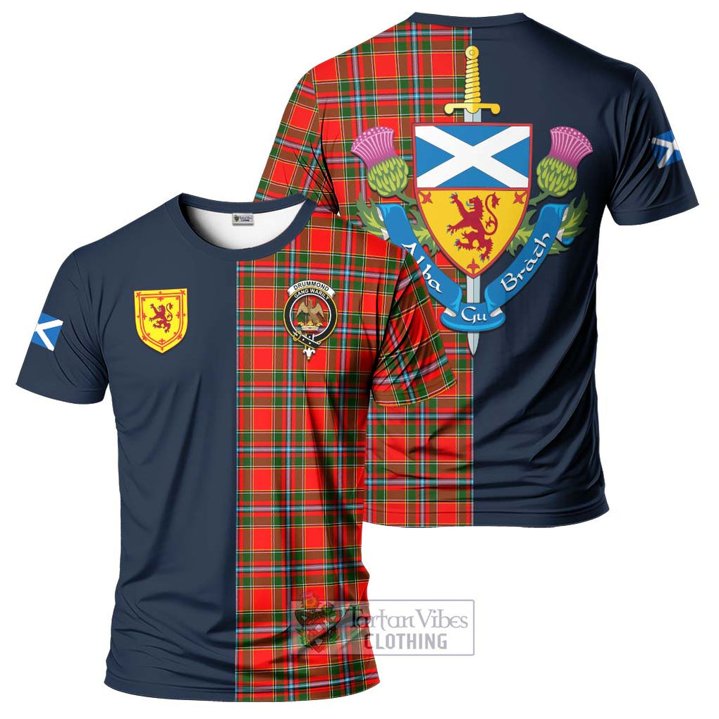 Tartan Vibes Clothing Drummond of Perth Tartan T-Shirt Alba with Scottish Lion Royal Arm Half Style