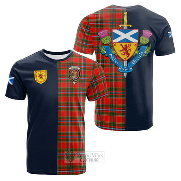 Drummond of Perth Tartan Cotton T-shirt Alba with Scottish Lion Royal Arm Half Style