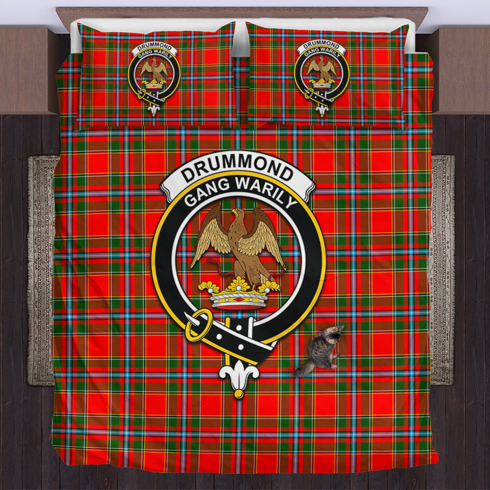 Drummond of Perth Tartan Bedding Set with Family Crest US Bedding Set - Tartan Vibes Clothing