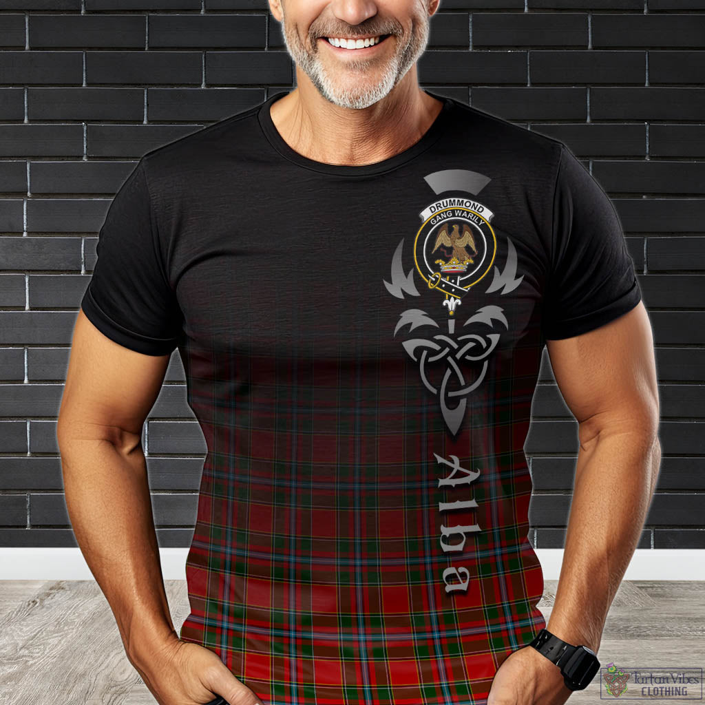 Tartan Vibes Clothing Drummond of Perth Tartan T-Shirt Featuring Alba Gu Brath Family Crest Celtic Inspired