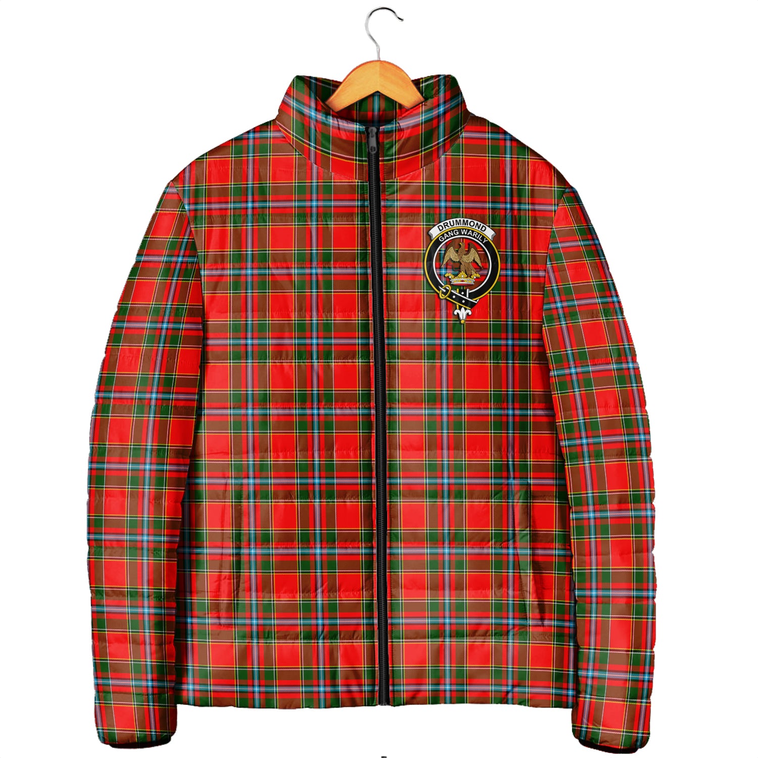 Drummond of Perth Tartan Padded Jacket with Family Crest Men's Padded Jacket - Tartan Vibes Clothing