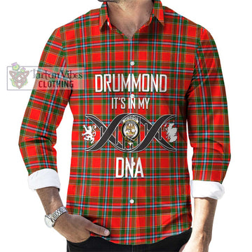 Drummond of Perth Tartan Long Sleeve Button Shirt with Family Crest DNA In Me Style