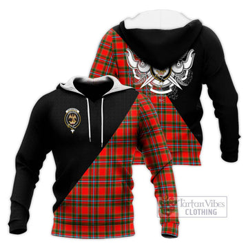 Drummond of Perth Tartan Knitted Hoodie with Family Crest and Military Logo Style