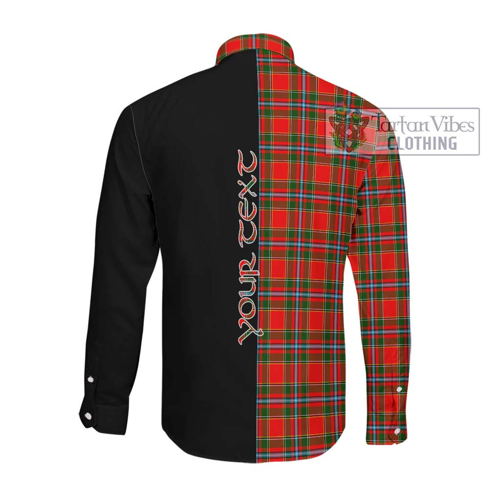 Drummond of Perth Tartan Long Sleeve Button Shirt with Family Crest and Half Of Me Style Men's Shirt - Tartanvibesclothing Shop