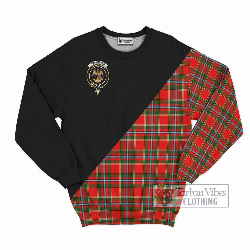 Drummond of Perth Tartan Sweatshirt with Family Crest and Military Logo Style - Tartanvibesclothing Shop