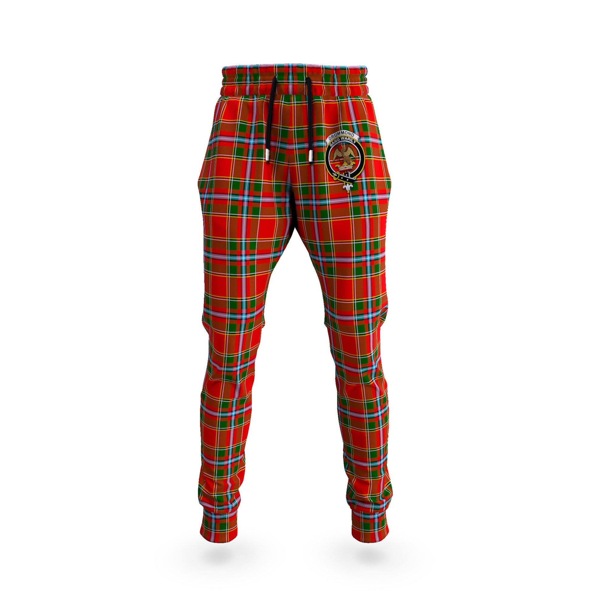 Drummond of Perth Tartan Joggers Pants with Family Crest 5XL - Tartan Vibes Clothing