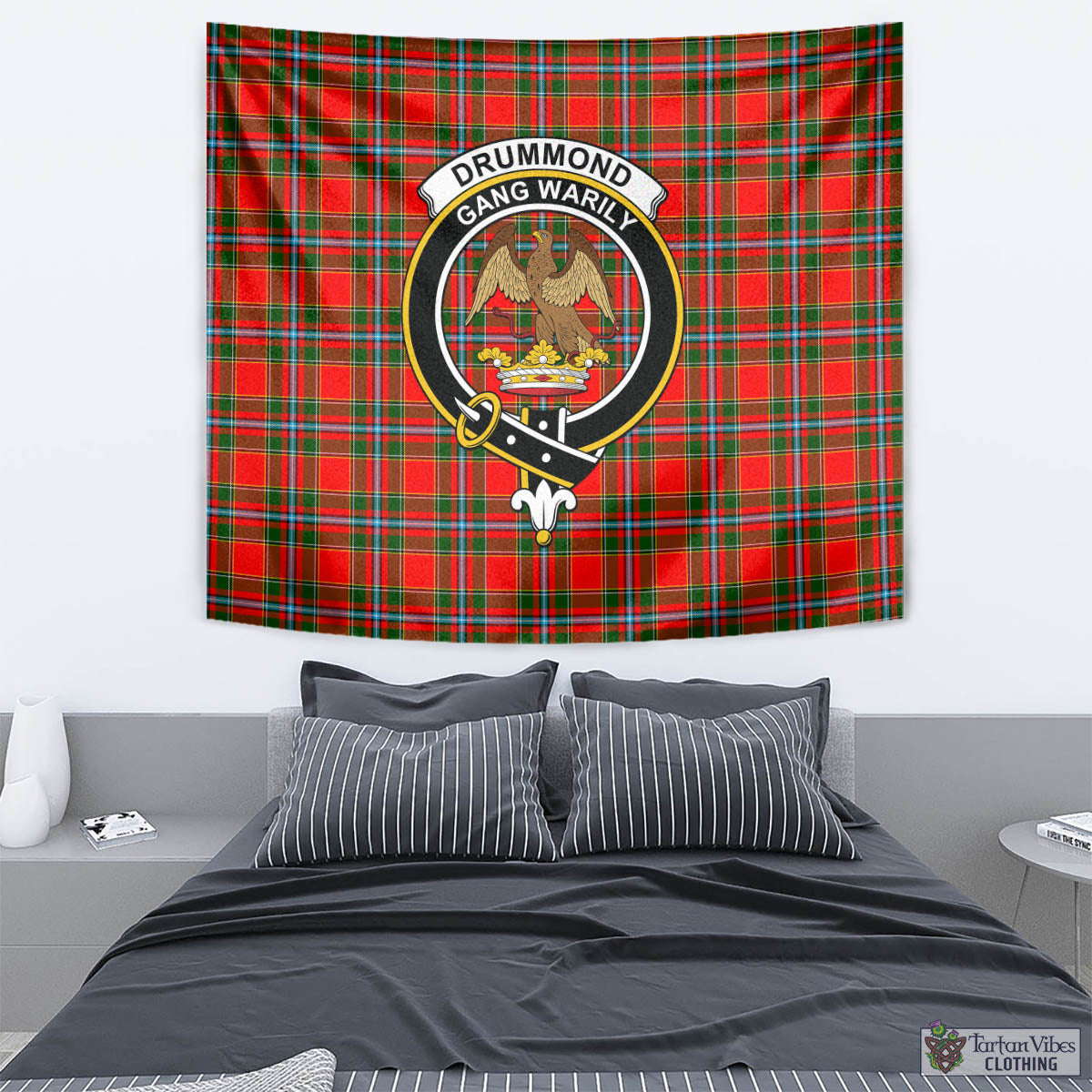 Tartan Vibes Clothing Drummond of Perth Tartan Tapestry Wall Hanging and Home Decor for Room with Family Crest