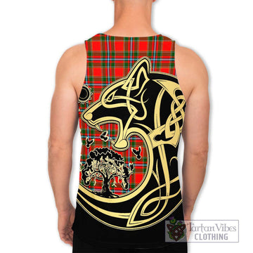 Drummond of Perth Tartan Men's Tank Top with Family Crest Celtic Wolf Style