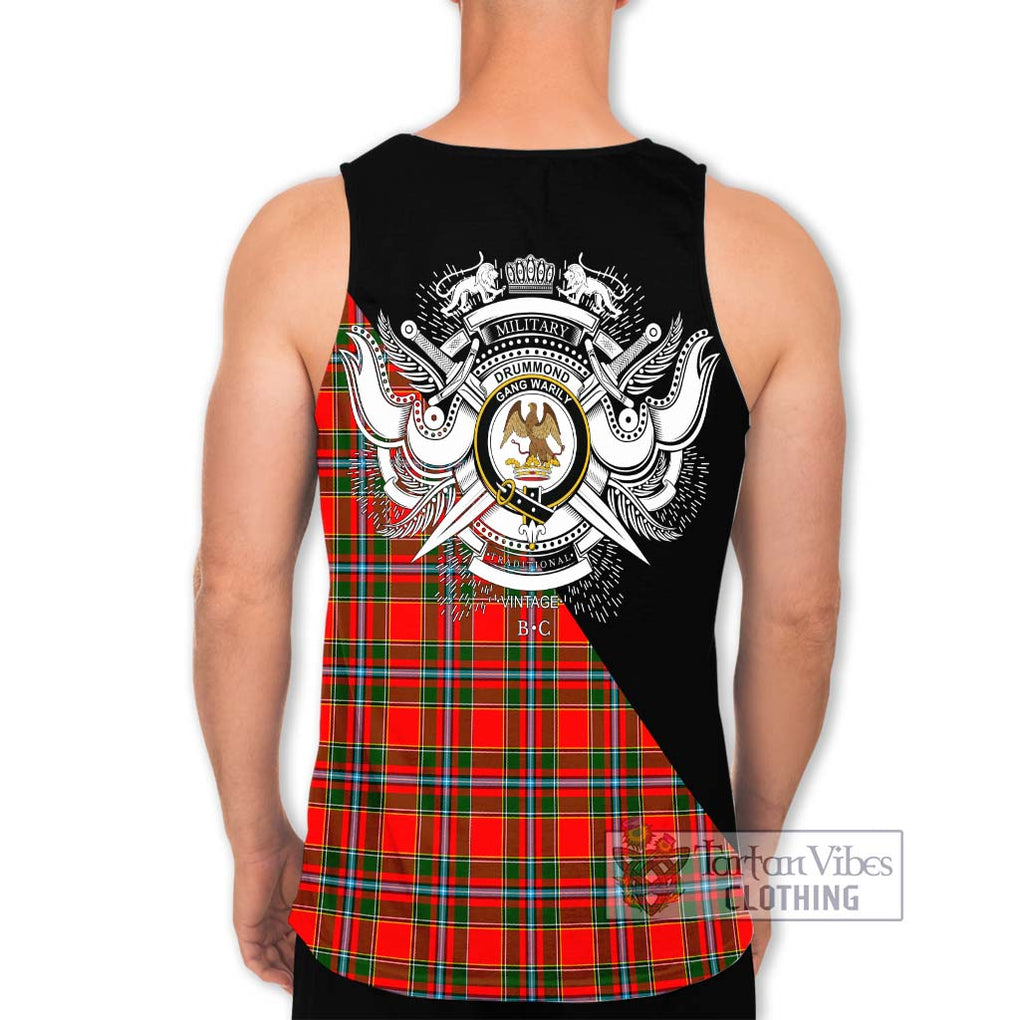 Drummond of Perth Tartan Men's Tank Top with Family Crest and Military Logo Style - Tartanvibesclothing Shop