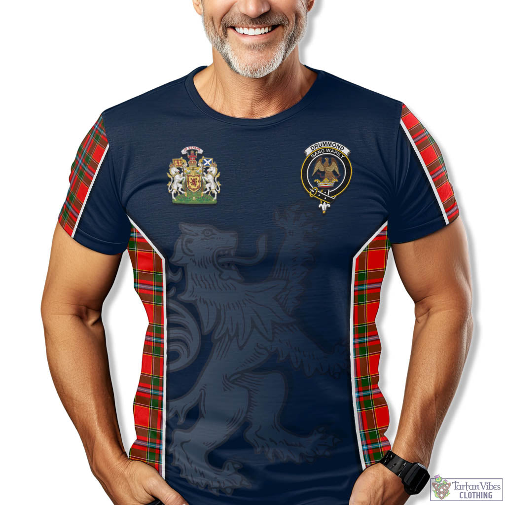 Tartan Vibes Clothing Drummond of Perth Tartan T-Shirt with Family Crest and Lion Rampant Vibes Sport Style