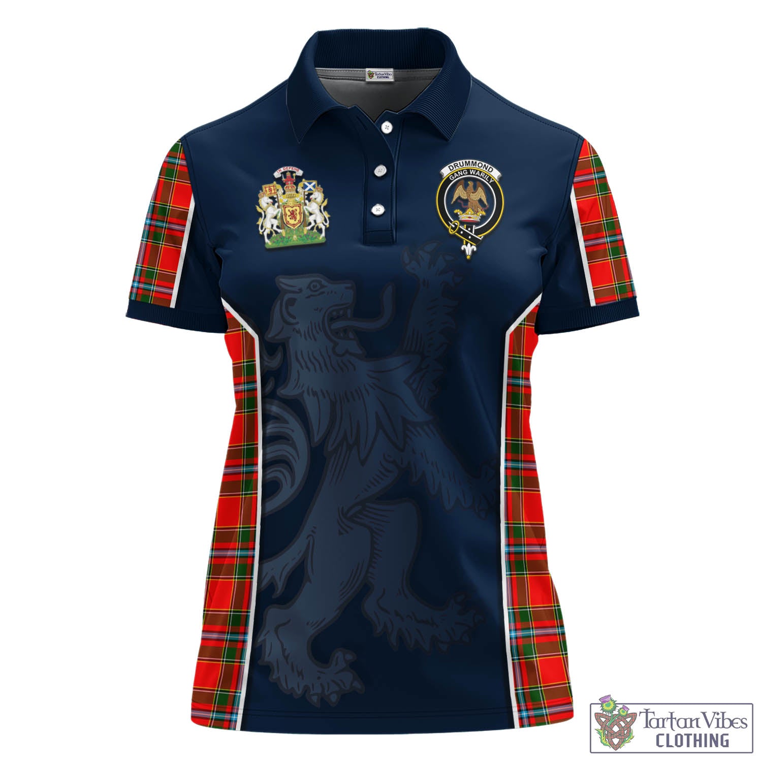 Drummond of Perth Tartan Women's Polo Shirt with Family Crest and Lion Rampant Vibes Sport Style - Tartan Vibes Clothing