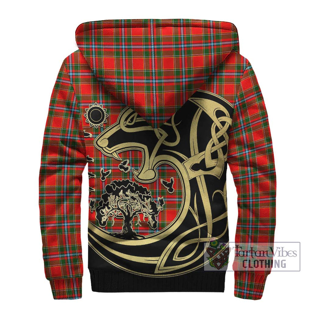 Drummond of Perth Tartan Sherpa Hoodie with Family Crest Celtic Wolf Style - Tartan Vibes Clothing