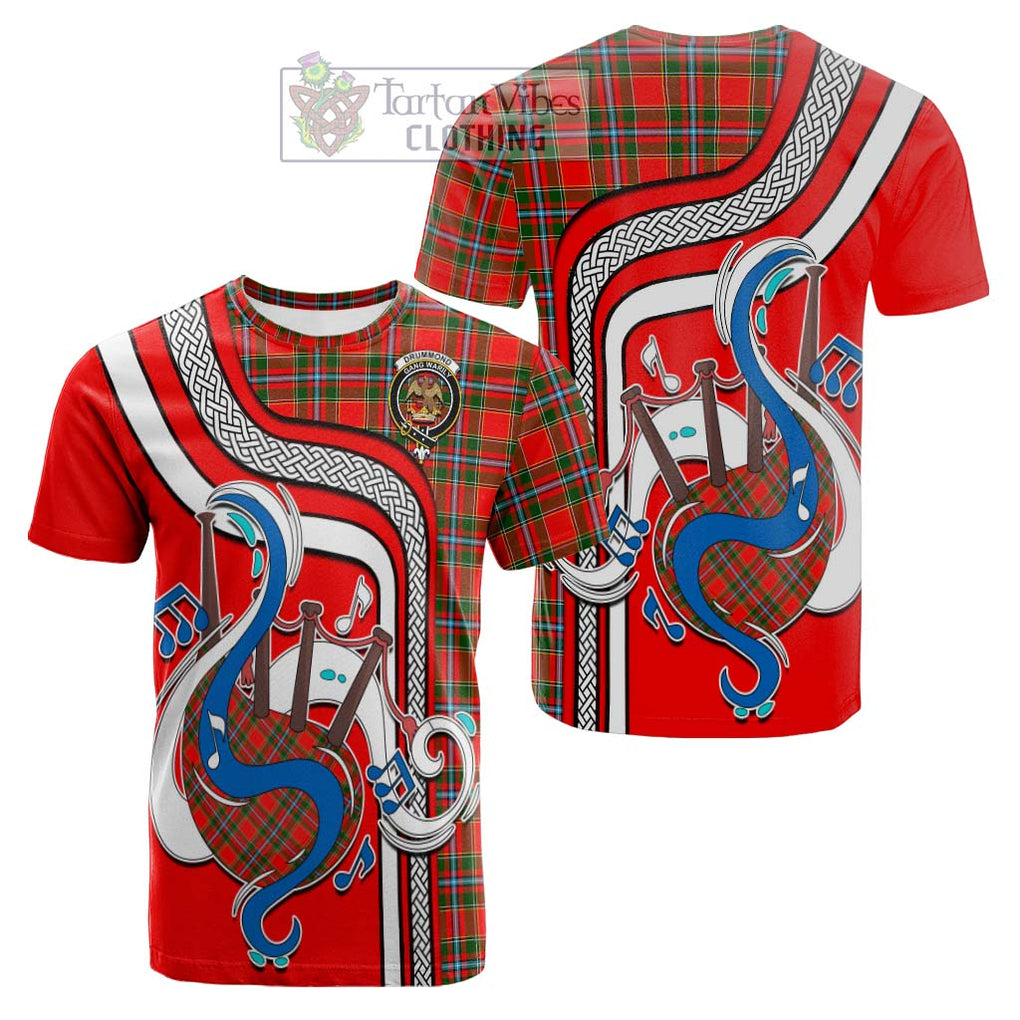 Tartan Vibes Clothing Drummond of Perth Tartan Cotton T-shirt with Epic Bagpipe Style