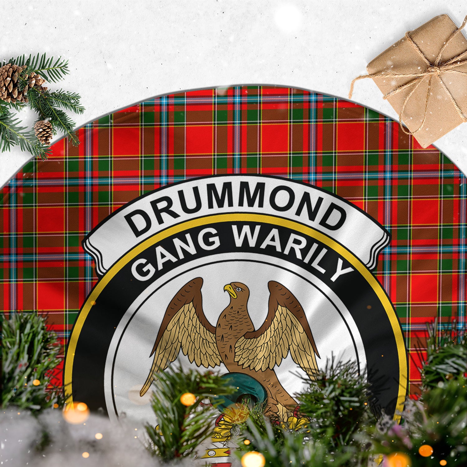 Drummond of Perth Tartan Christmas Tree Skirt with Family Crest - Tartanvibesclothing