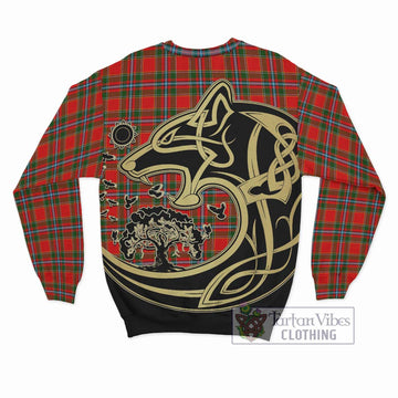 Drummond of Perth Tartan Sweatshirt with Family Crest Celtic Wolf Style