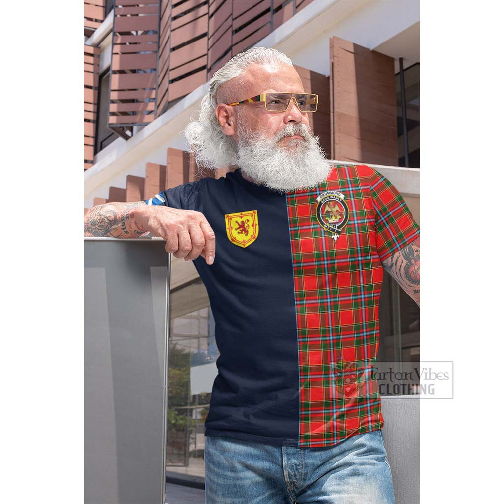 Tartan Vibes Clothing Drummond of Perth Tartan Cotton T-shirt with Scottish Lion Royal Arm Half Style