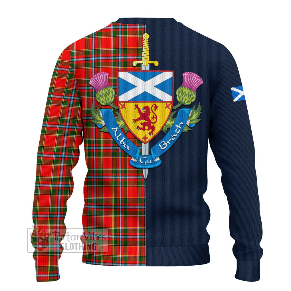 Tartan Vibes Clothing Drummond of Perth Tartan Knitted Sweater with Scottish Lion Royal Arm Half Style