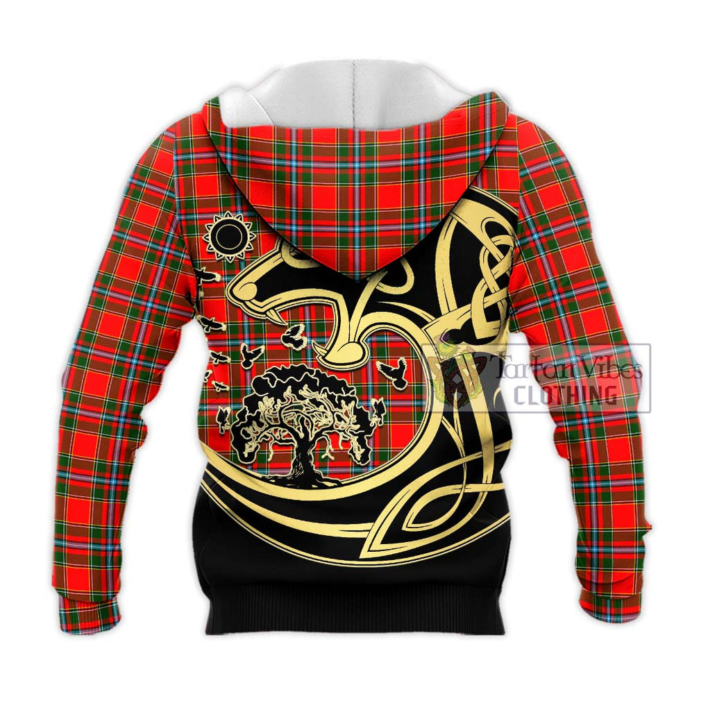 Drummond of Perth Tartan Knitted Hoodie with Family Crest Celtic Wolf Style - Tartan Vibes Clothing