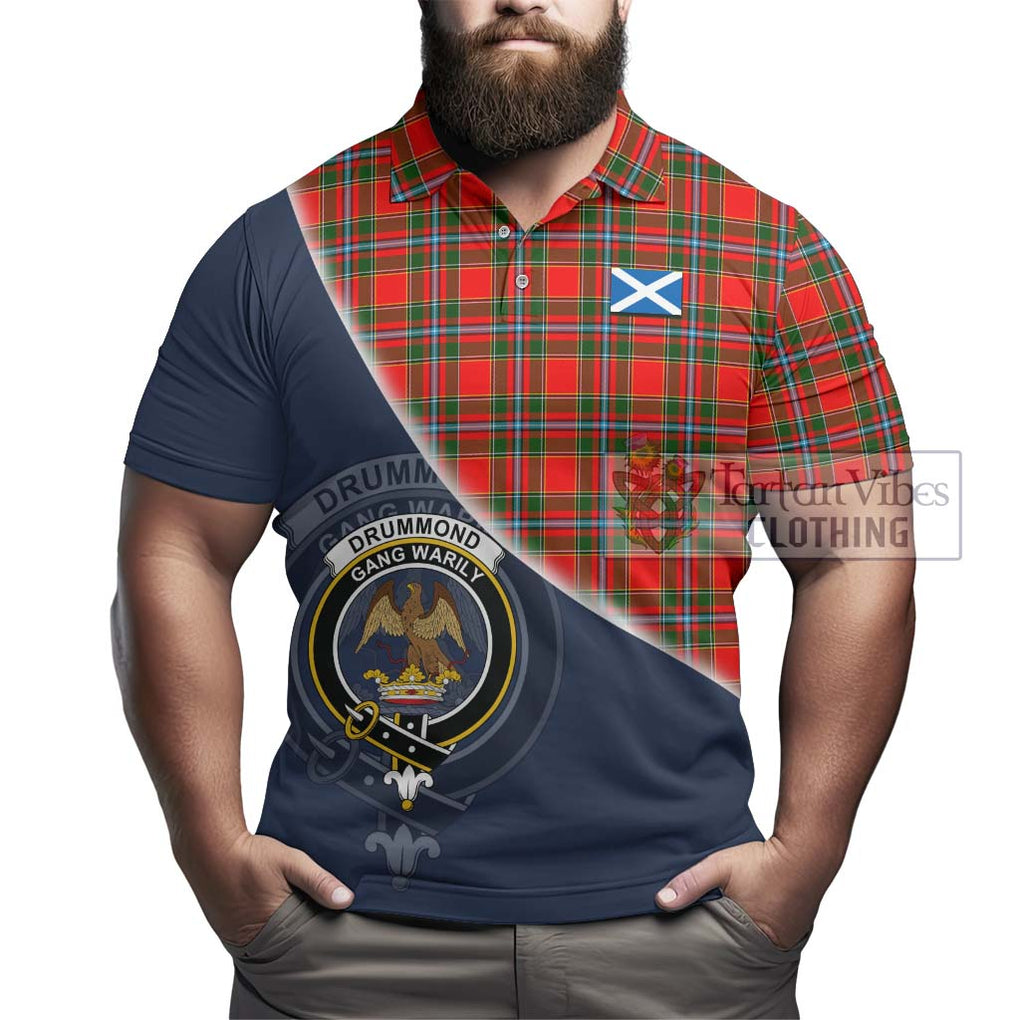 Drummond of Perth Tartan Polo Shirt with Personalised National Flag and Family Crest Half Style - Tartanvibesclothing Shop