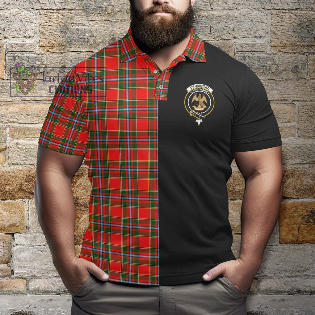 Drummond of Perth Tartan Polo Shirt with Family Crest and Half Of Me Style - Tartanvibesclothing Shop