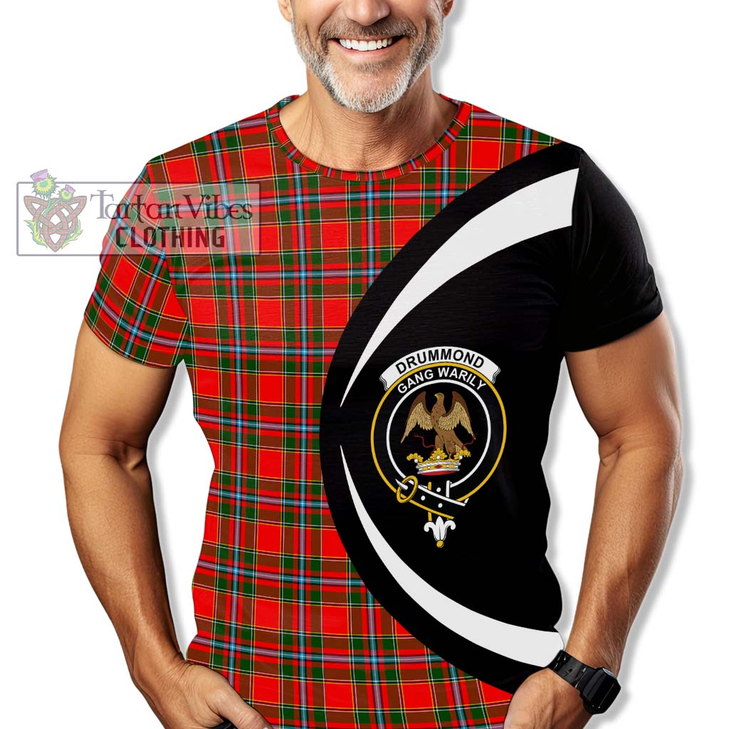 Tartan Vibes Clothing Drummond of Perth Tartan T-Shirt with Family Crest Circle Style