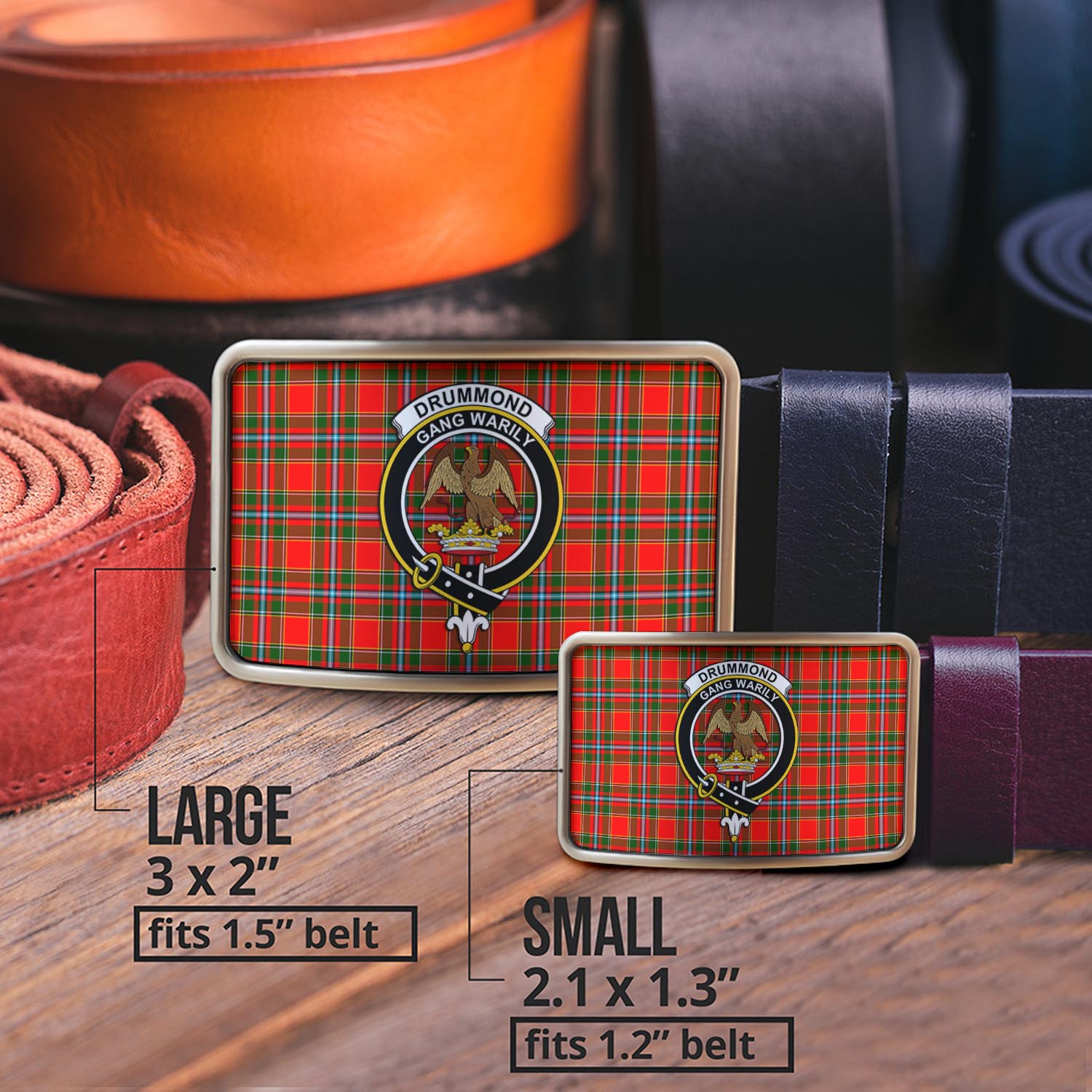 Drummond of Perth Tartan Belt Buckles with Family Crest - Tartan Vibes Clothing