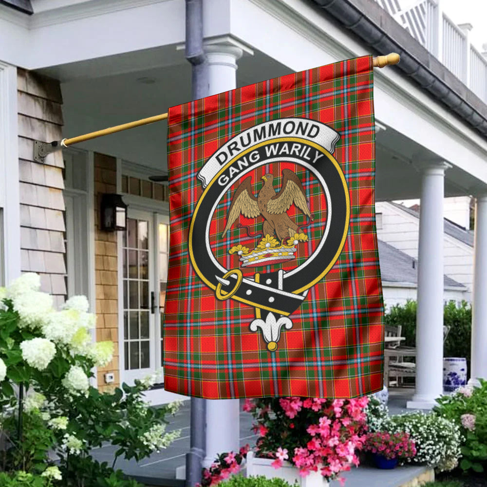 Drummond of Perth Tartan Flag with Family Crest - Tartan Vibes Clothing