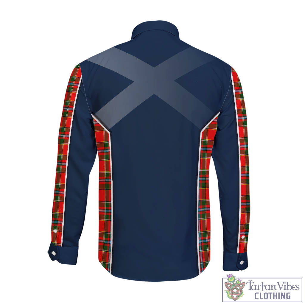 Tartan Vibes Clothing Drummond of Perth Tartan Long Sleeve Button Up Shirt with Family Crest and Scottish Thistle Vibes Sport Style