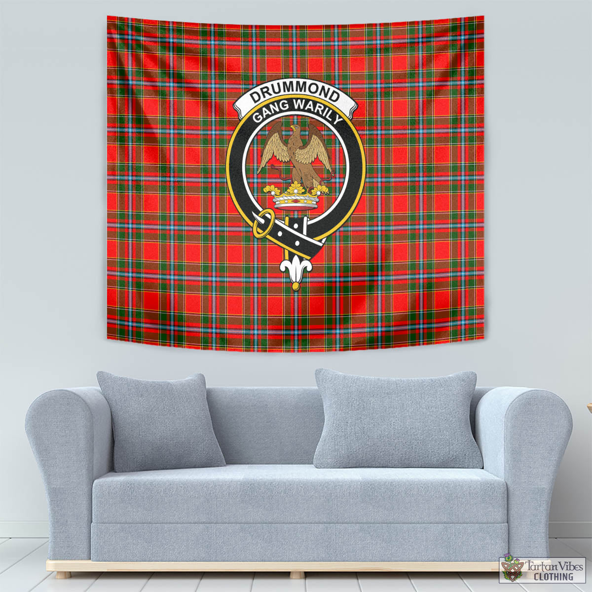 Tartan Vibes Clothing Drummond of Perth Tartan Tapestry Wall Hanging and Home Decor for Room with Family Crest