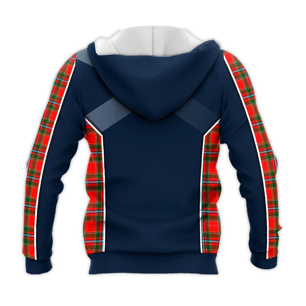 Tartan Vibes Clothing Drummond of Perth Tartan Knitted Hoodie with Family Crest and Scottish Thistle Vibes Sport Style