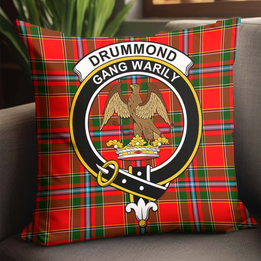 Drummond of Perth Tartan Pillow Cover with Family Crest - Tartanvibesclothing