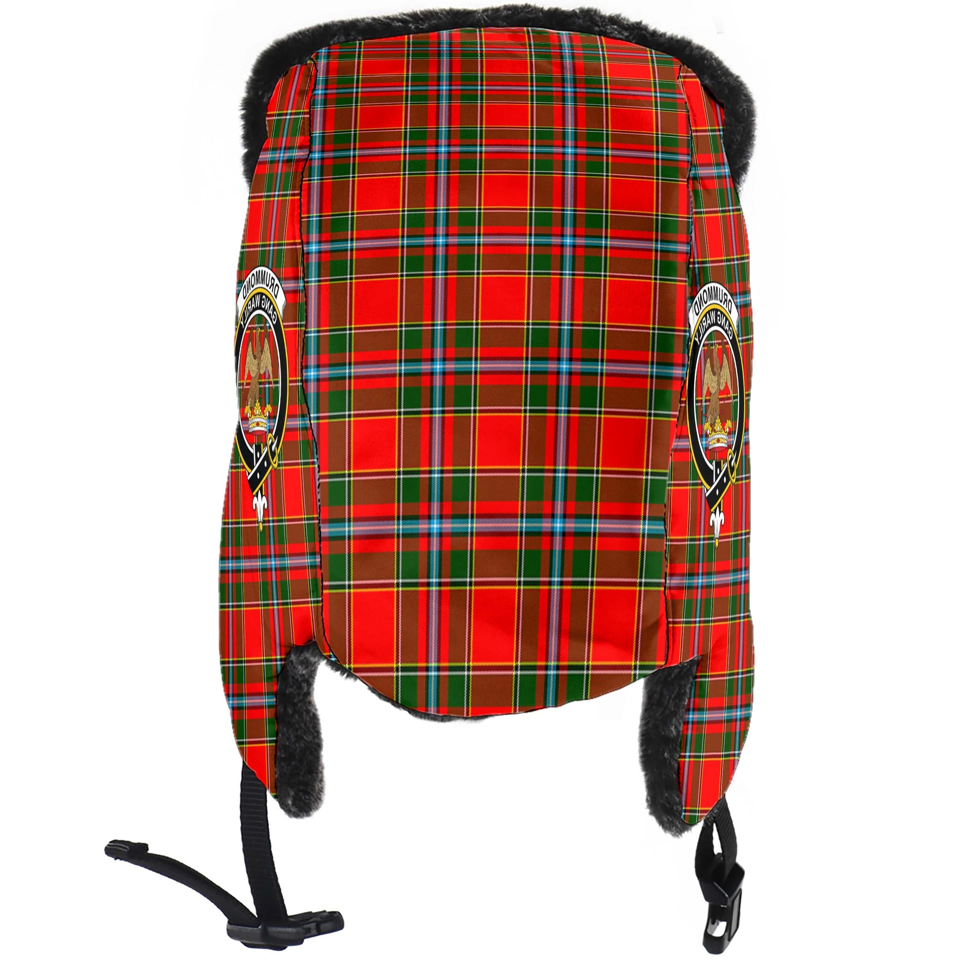 Drummond of Perth Tartan Winter Trapper Hat with Family Crest - Tartanvibesclothing