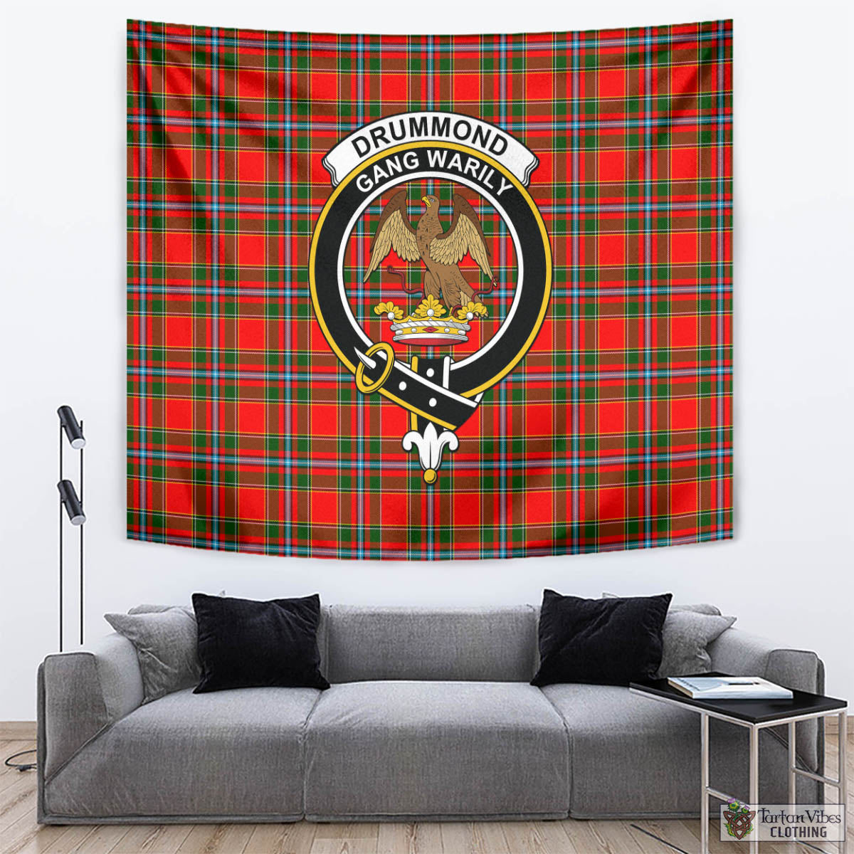 Tartan Vibes Clothing Drummond of Perth Tartan Tapestry Wall Hanging and Home Decor for Room with Family Crest