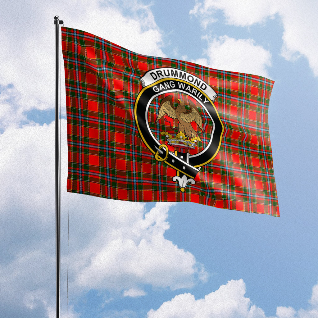 Drummond of Perth Tartan Flag with Family Crest House Flag (Horizontal) - Tartan Vibes Clothing