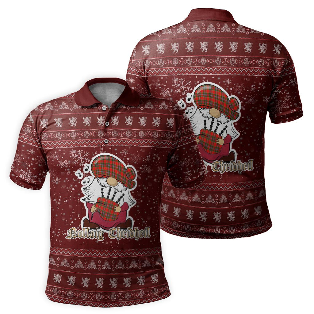 Drummond of Perth Clan Christmas Family Polo Shirt with Funny Gnome Playing Bagpipes - Tartanvibesclothing