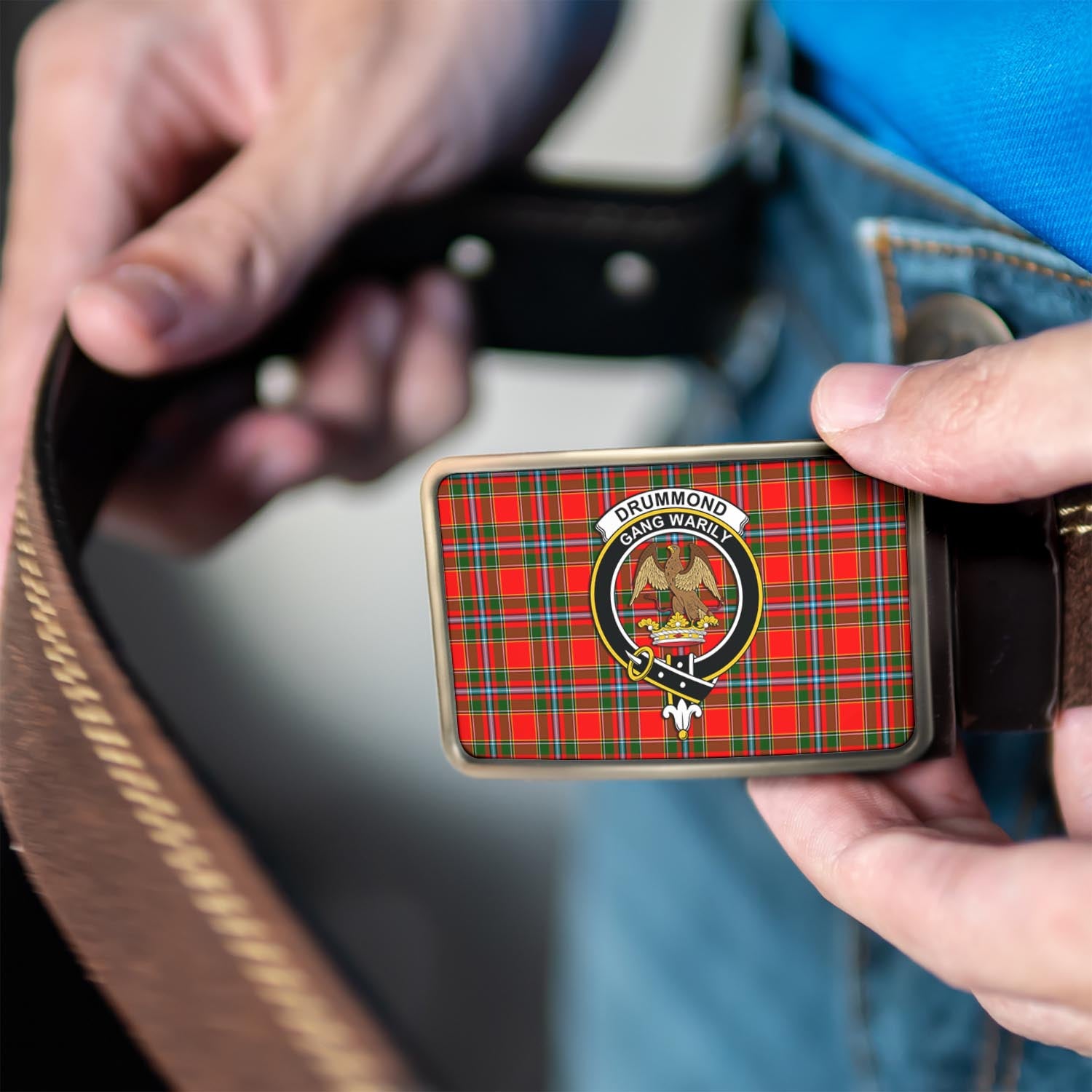 Drummond of Perth Tartan Belt Buckles with Family Crest - Tartan Vibes Clothing