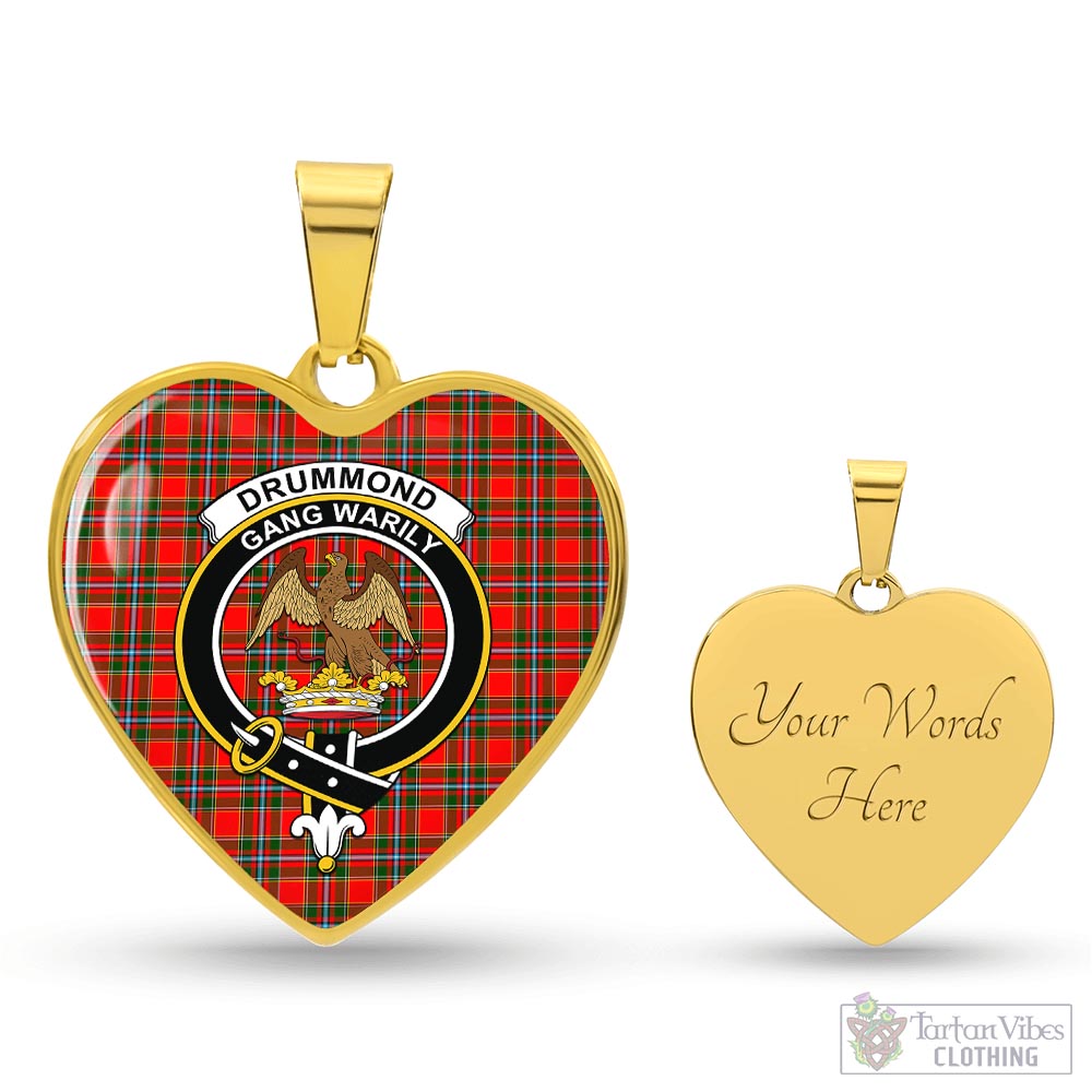 Tartan Vibes Clothing Drummond of Perth Tartan Heart Necklace with Family Crest