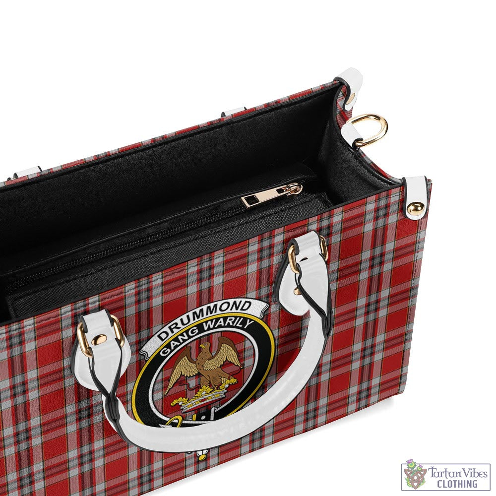 Tartan Vibes Clothing Drummond of Perth Dress Tartan Luxury Leather Handbags with Family Crest