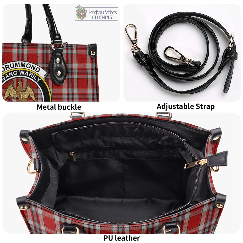 Tartan Vibes Clothing Drummond of Perth Dress Tartan Luxury Leather Handbags with Family Crest